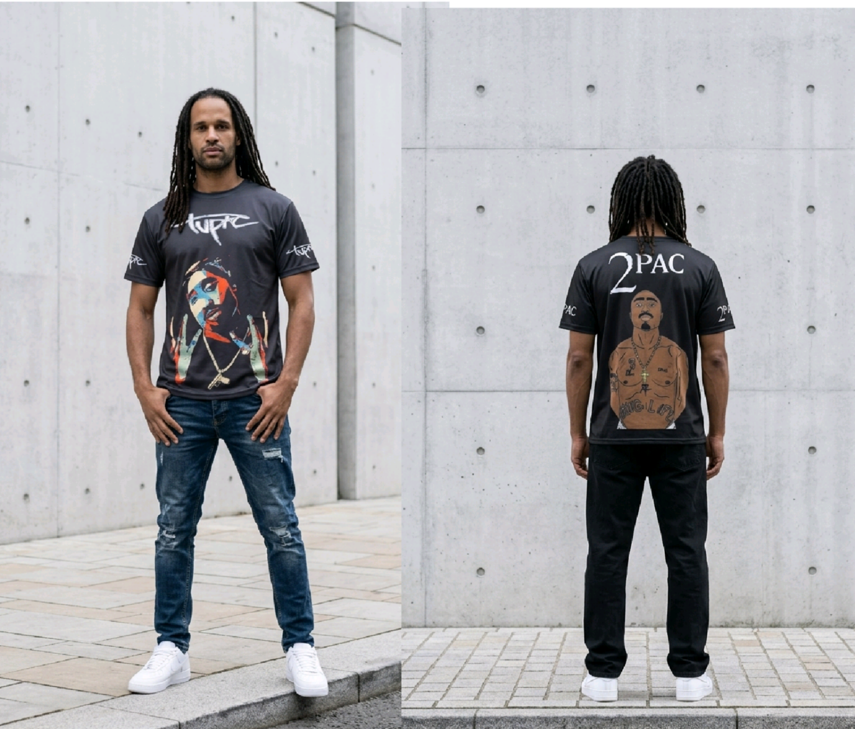 2PAC BLACK POLYESTER TEE
