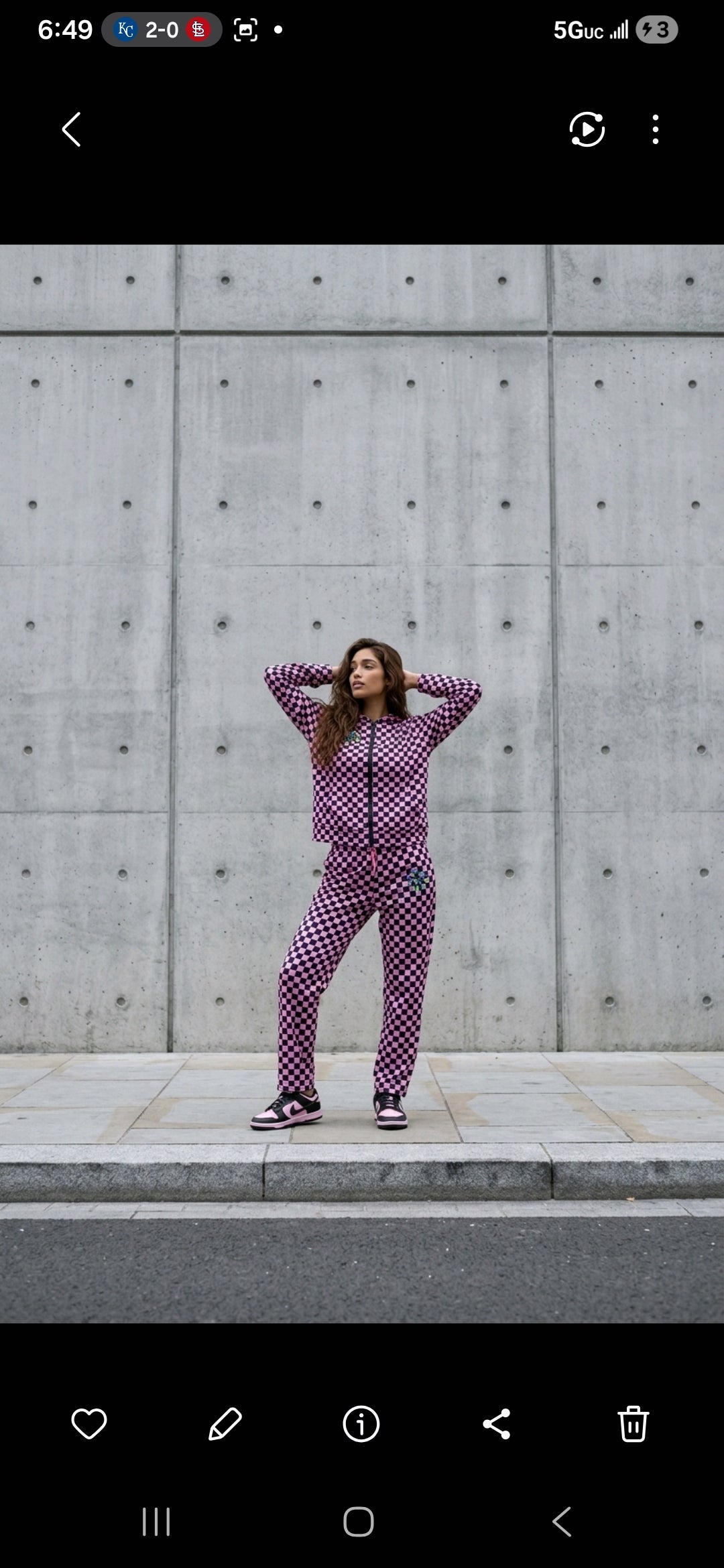 LADIES POLYESTER CHECKERED TRACKSUIT Pink