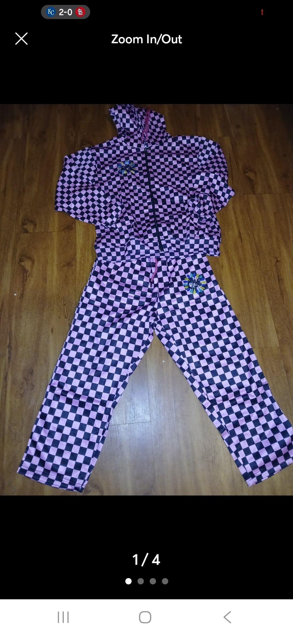 LADIES POLYESTER CHECKERED TRACKSUIT Pink