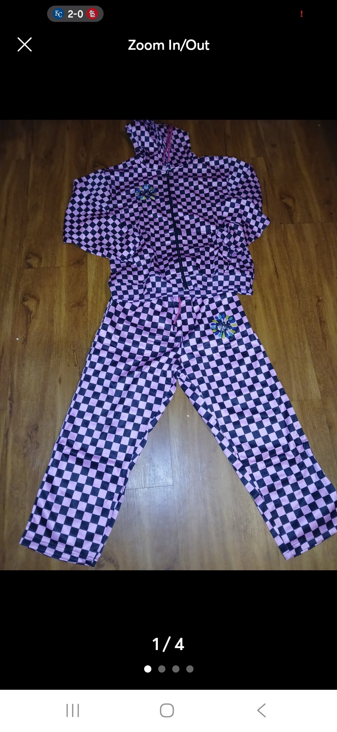 LADIES POLYESTER CHECKERED TRACKSUIT Pink