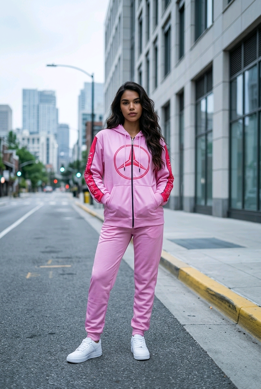 MERCEDES BENZ PINK POLYESTER HOODIE