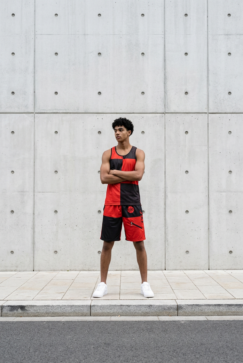 Red / BLACK SHORT SET SIZE LARGE