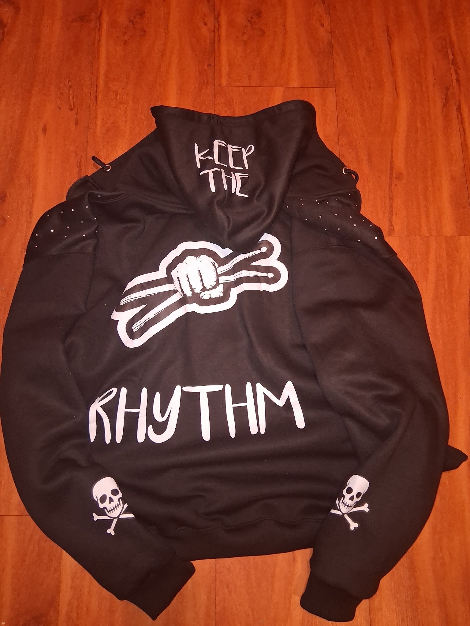 OBC BLACK COTTON RHINESTONE HOODIE