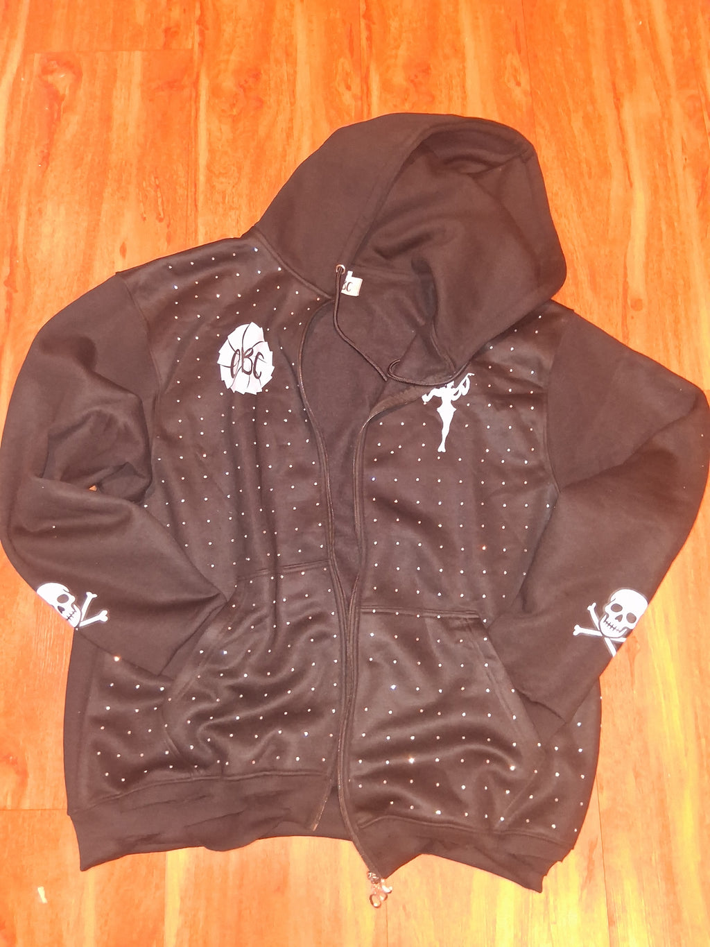 OBC BLACK COTTON RHINESTONE HOODIE