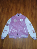 PINK LADIES VARSITY JACKET