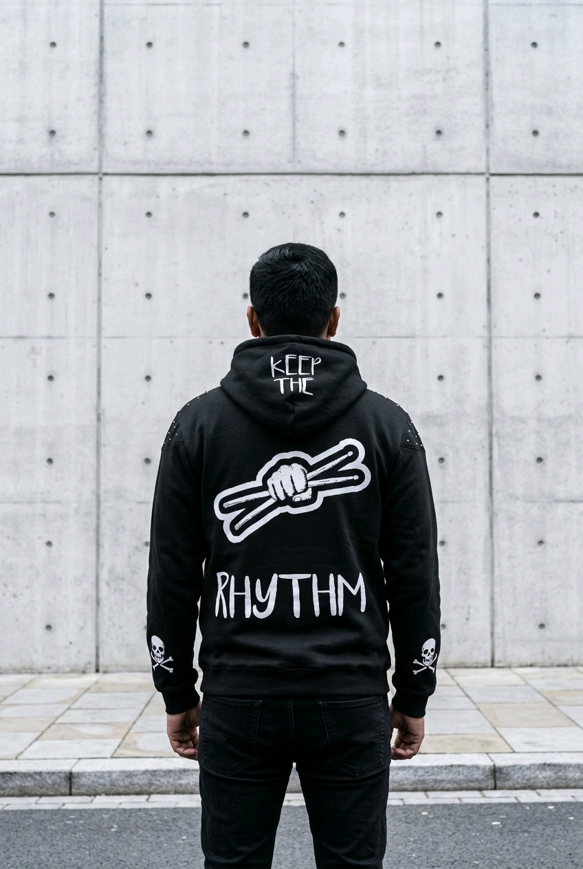 OBC BLACK COTTON RHINESTONE HOODIE